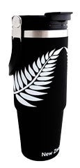 NZ S/S Drink Bottle - Monster Mug Black with White Silver Fern 885ml