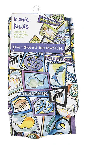 NZ Pot Holder & Oven Glove Set - Iconic Kiwis