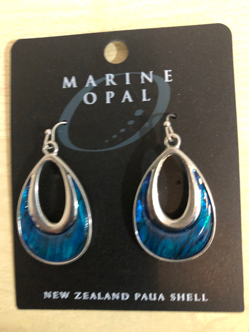 Marine Opal - Rolled Edge Opening Earrings
