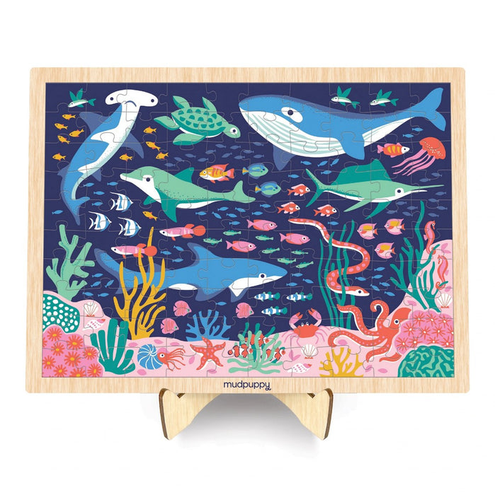 Mudpuppy - Wood Puzzle + Display Ocean Life