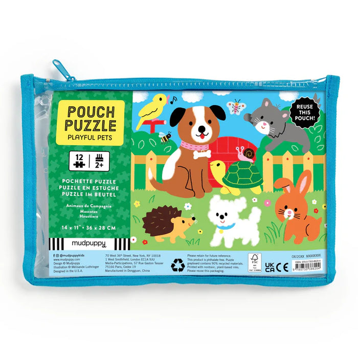 Mudpuppy - Pouch Puzzle - Playful Pets (12pc)