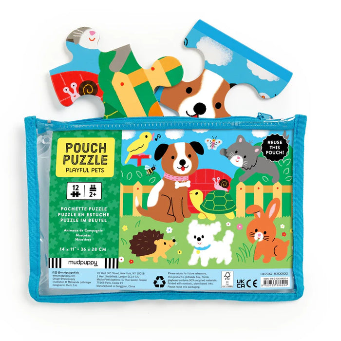 Mudpuppy - Pouch Puzzle - Playful Pets (12pc)