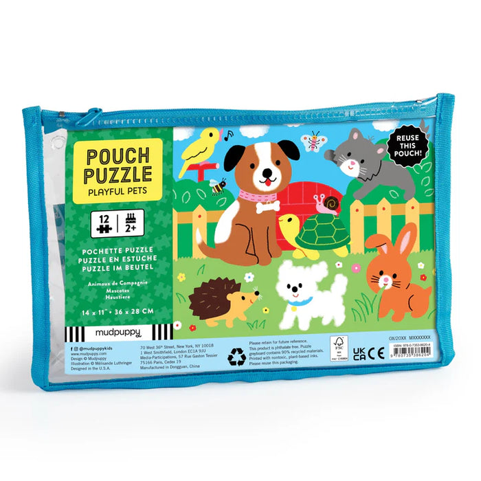 Mudpuppy - Pouch Puzzle - Playful Pets (12pc)