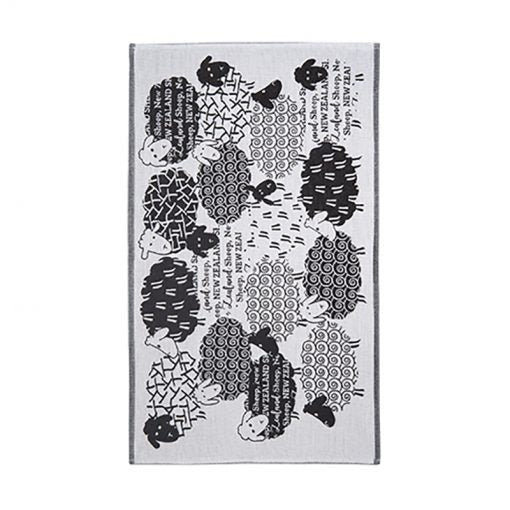 NZ Tea Towel - Jacquard Sheep Flock Black