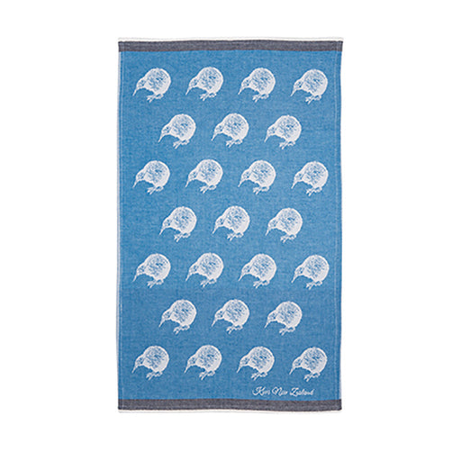 NZ Tea Towel - Jacquard Kiwi Pattern Blue
