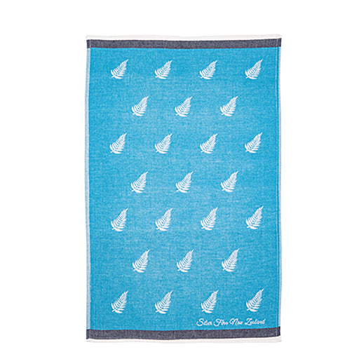NZ Tea Towel - Jacquard Fern Pattern Blue