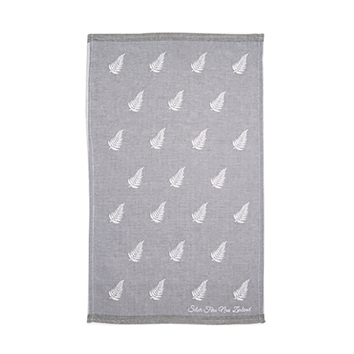 NZ Tea Towel - Jacquard Fern Pattern Grey