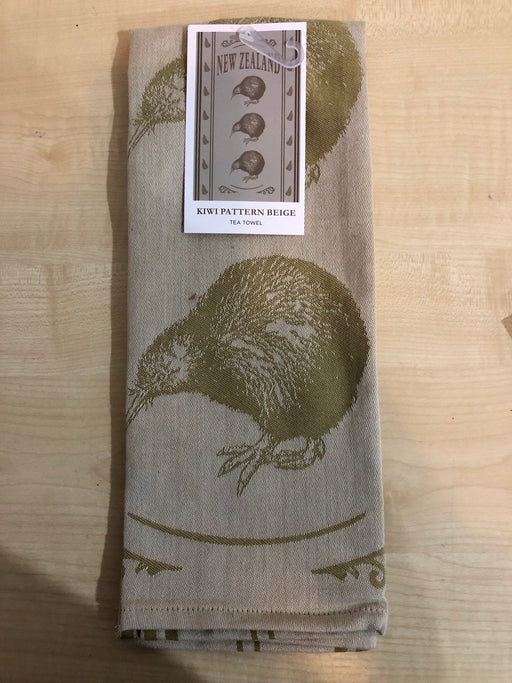 NZ Tea Towel - Jacquard 3 Kiwis Beige