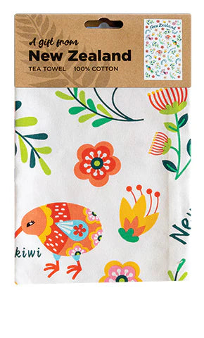 NZ Tea Towel - Manu White