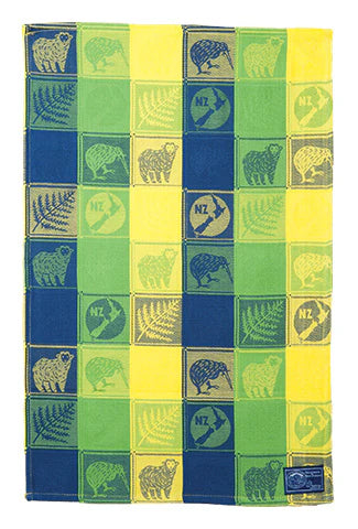 NZ Tea Towel - Jacquard Woven Green