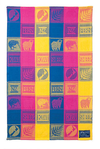 NZ Tea Towel - Jacquard Woven Pink