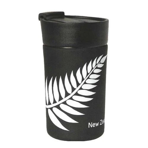 NZ S/S Travel Mug - Black White Fern 300ml