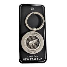 NZ Keyring - Round Silver Fern Mesh