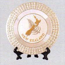 New Zealand Souvenir Plates - Small Silver plate with Diamantes