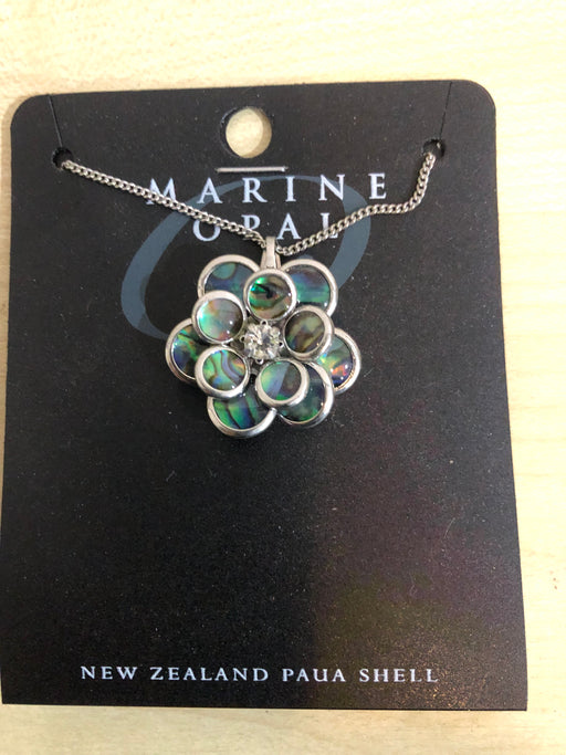 Marine Opal - Layered Petal Flower with Crystal Pendant