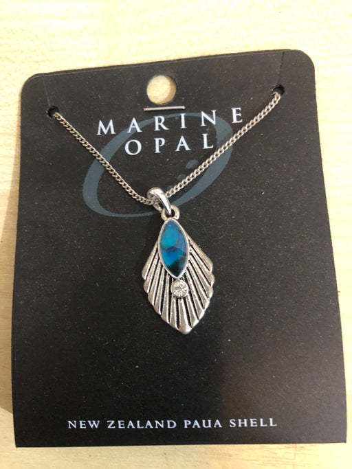 Marine Opal - Antique Fan with Crystal Pendant