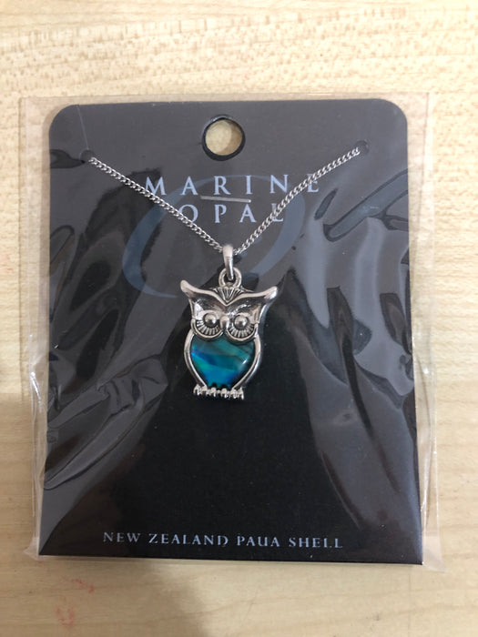 Marine Opal - Owl Necklace