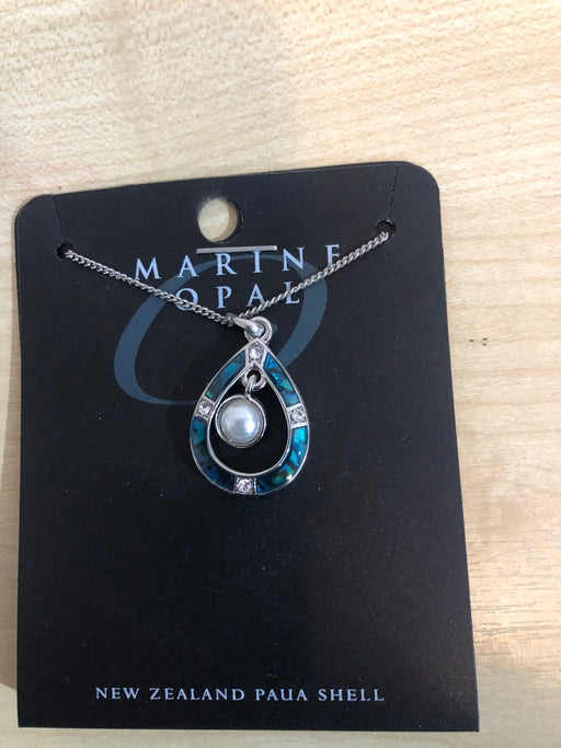 Marine Opal - Pearl Teardrop Pendant