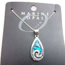 Marine Opal - Teardrop Koru Open Pendant