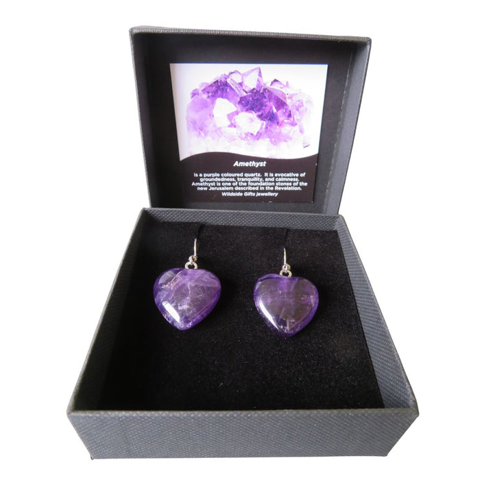 Wildside PS92 - Large Amethyst Heart Earrings