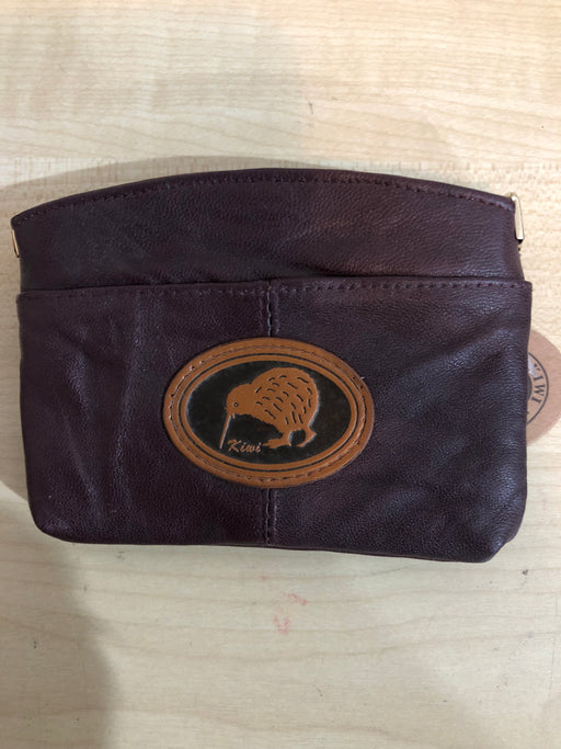 New Zealand Coin Purse Burgundy 2 zip