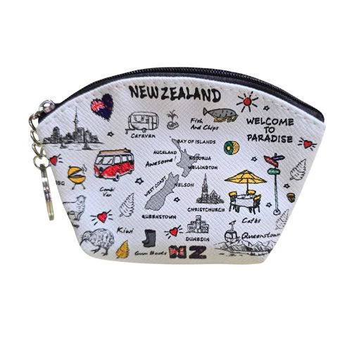 NZ Purse Keyring Zipper - Welcome to Paradise