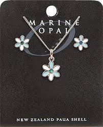 Marine Opal - Blue Flowers Necklace & Earrings Set