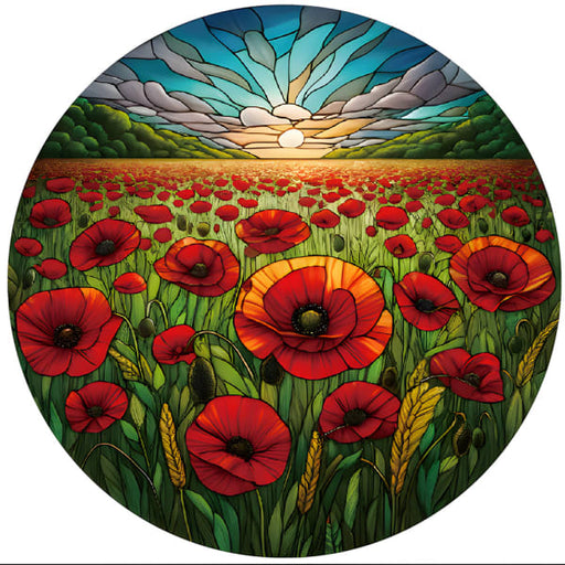 Wall Art - Stained Glass Hanger - Poppies