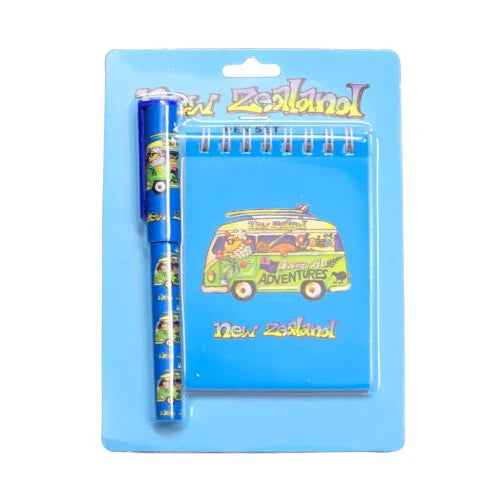 NZ Pen and Notebook Set - Combi Van Blue