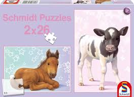Schmidt Puzzles 2 x 26 - Sitting Foal and Standing Calf