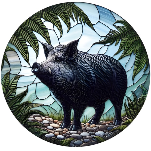 Wall Art - Stained Glass Hanger - Wild Pig