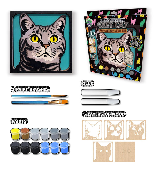Wooden Art Craft Kit - Grey Cat