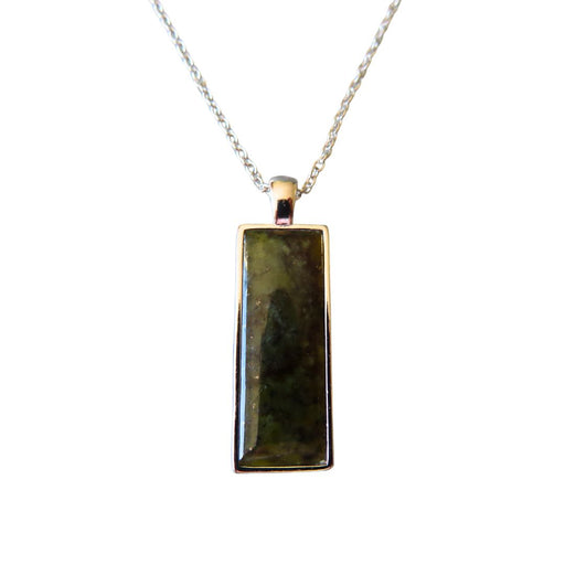 Wildside XP114 Sterling Silver and New Zealand Greenstone Rectangular Pendant