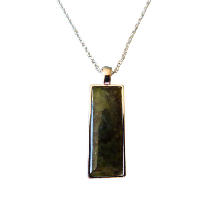 Wildside XP114 Sterling Silver and New Zealand Greenstone Rectangular Pendant