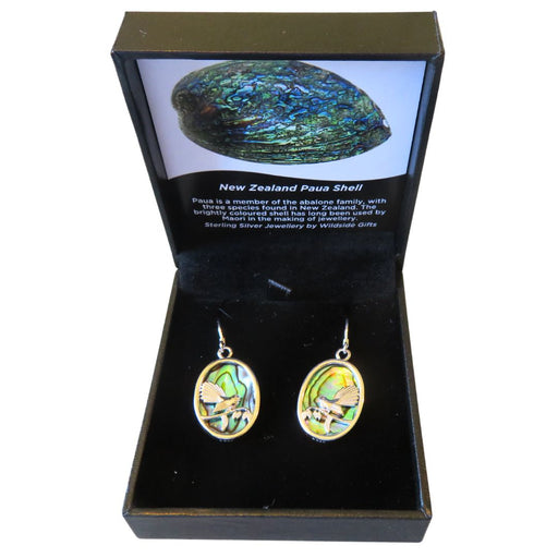 Wildside XP118 Fantail Sterling Silver Paua Oval Drop Earrings