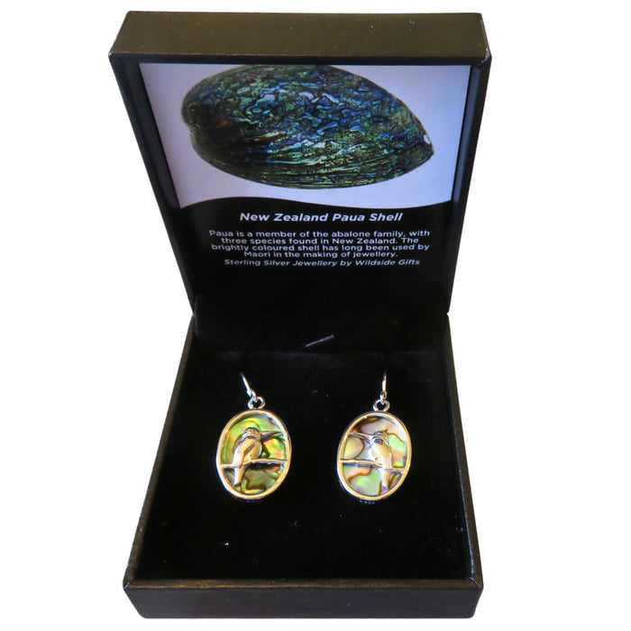 Wildside XP119 Fingfisher Sterling Silver Paua Oval Drop Earrings