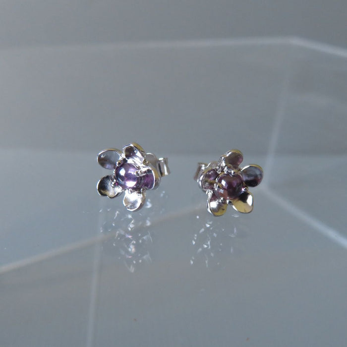 Wildside XP123 - Amethyst Manuka Stud Earrings Sterling Silver