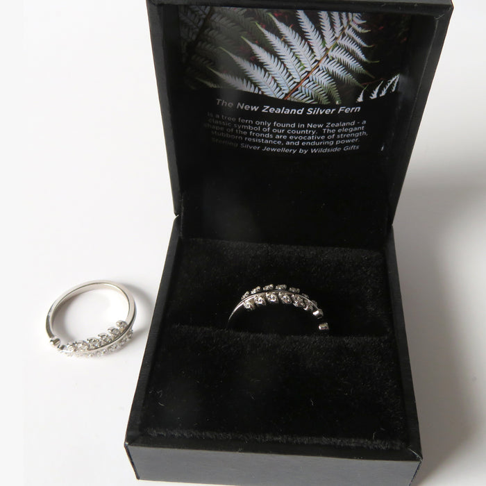 Wildside XP68 Sterling Silver Sparkly Silver Fern Ring