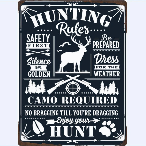 Man Cave - Hunting Rules Sign
