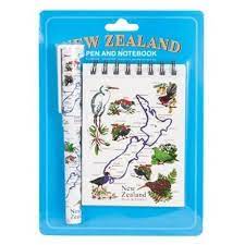 NZ Pen and Notebook Set - Blue with New Zealand Birds & Flowers