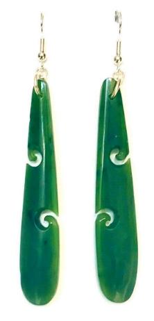 NZ Greenstone Earrings - Double Koru 70mm
