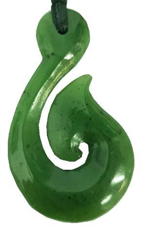 NZ Greenstone Hook Pendant 55mm