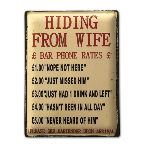 Man Cave - Hiding from Wife Sign