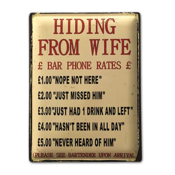 Man Cave - Hiding from Wife Sign