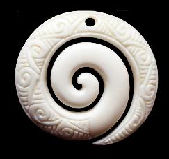 NZ Bone Carved Koru Pendant 35mm