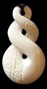 NZ Bone Carved Double Twist Pendant 45mm