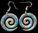 NZ Bone Carved Hand Painted Spiral Earrings 25 mm