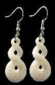 NZ Bone Carved Double Twist Earrings 30 mm