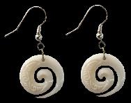 NZ Bone Carved Koru Earrings 20 mm