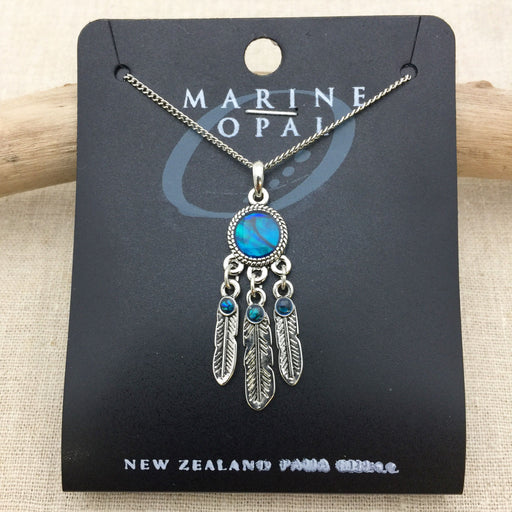 Marine Opal - 3 Feather Pendant